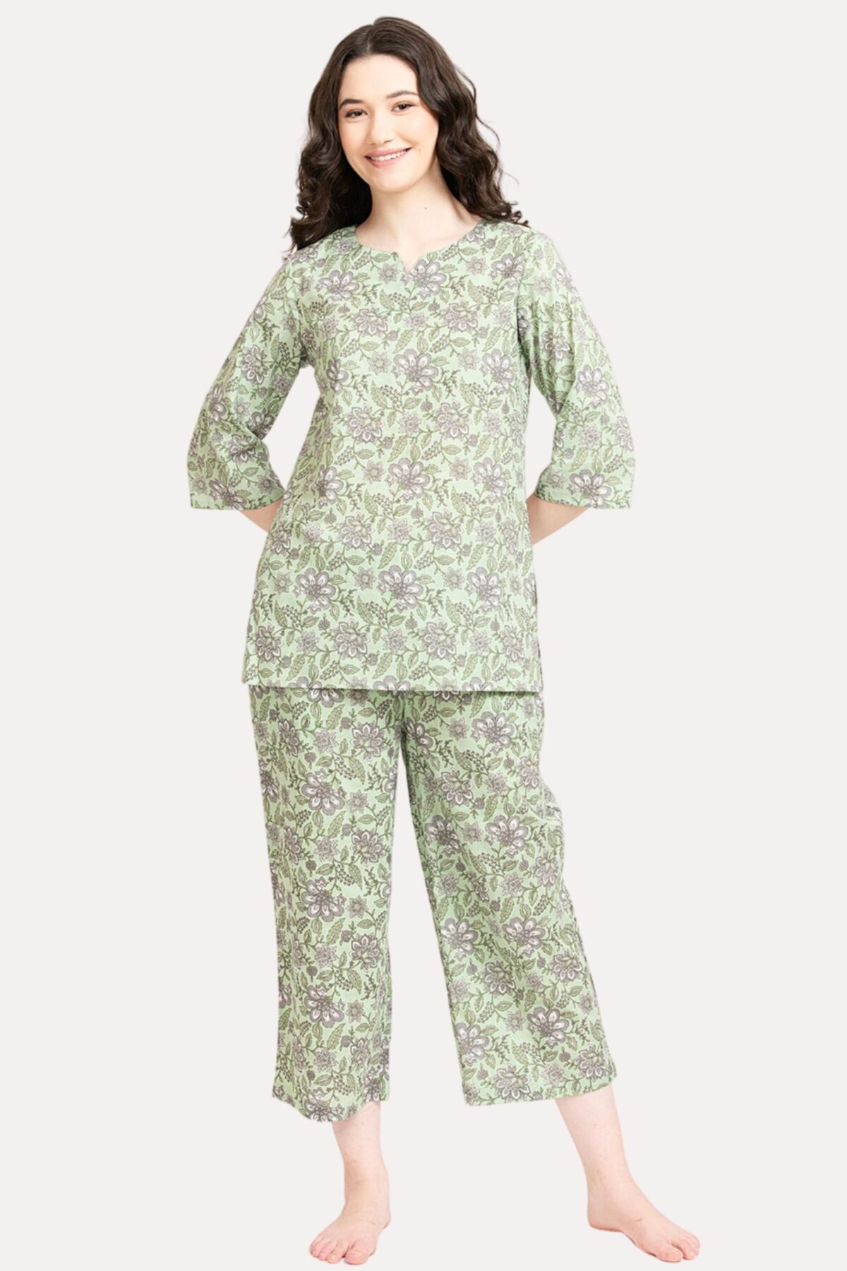 Women's Green and Grey Pajama Set
